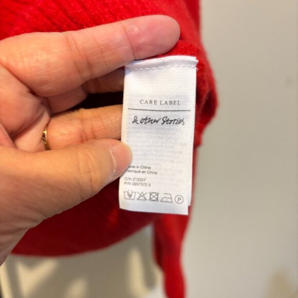 Paris Atelier & Other Stories Red Alpaca Wool Blend Long Sleeve Cardigan - Picture 8 of 10